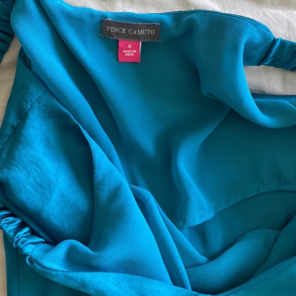 Vince Camuto Teal Waters Satin Tank Top Blouse - Picture 6 of 10